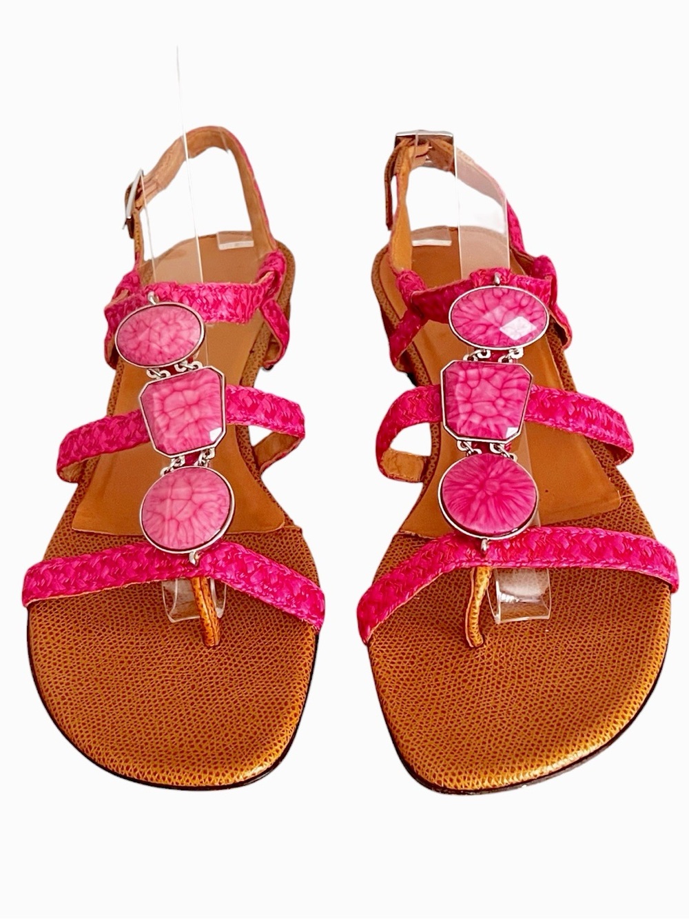 Eric Javits New York Yogita Embellished Slingback Sandals Pink Fuchsia 9N